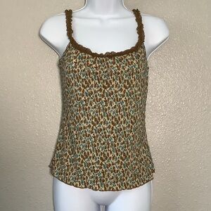 Vintage Y2K Feminine Fairy Fairycore Lace Trim Dainty Stretchy Floral Camisole L